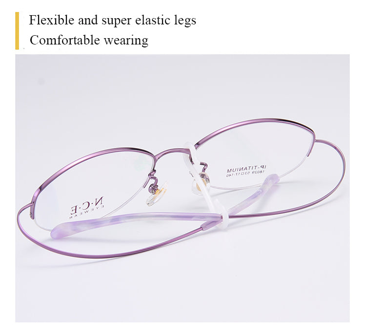 Bclear Women's Semi Rim Titanium Oval Eyeglasses Sc18026 Semi Rim Bclear