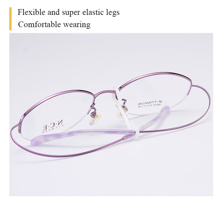 Bclear Women's Semi Rim Titanium Oval Eyeglasses Sc18026 Semi Rim Bclear