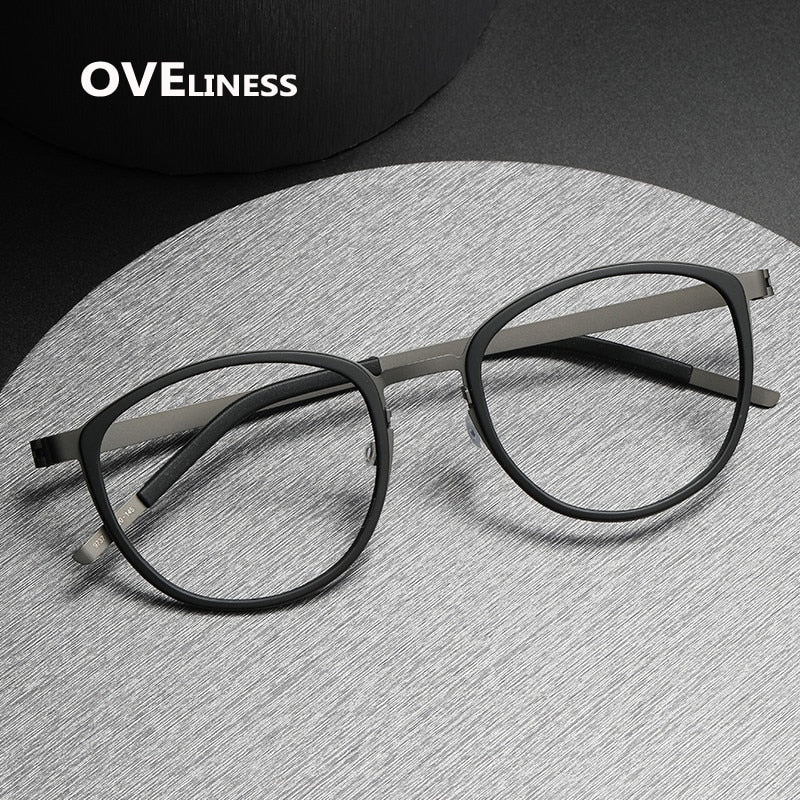 Oveliness Unisex Full Rim Round Screwless Titanium Eyeglasses 9737 Full Rim Oveliness