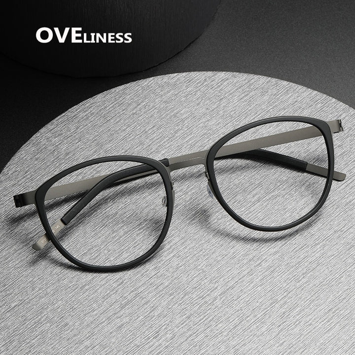 Oveliness Unisex Full Rim Round Screwless Titanium Eyeglasses 9737 Full Rim Oveliness
