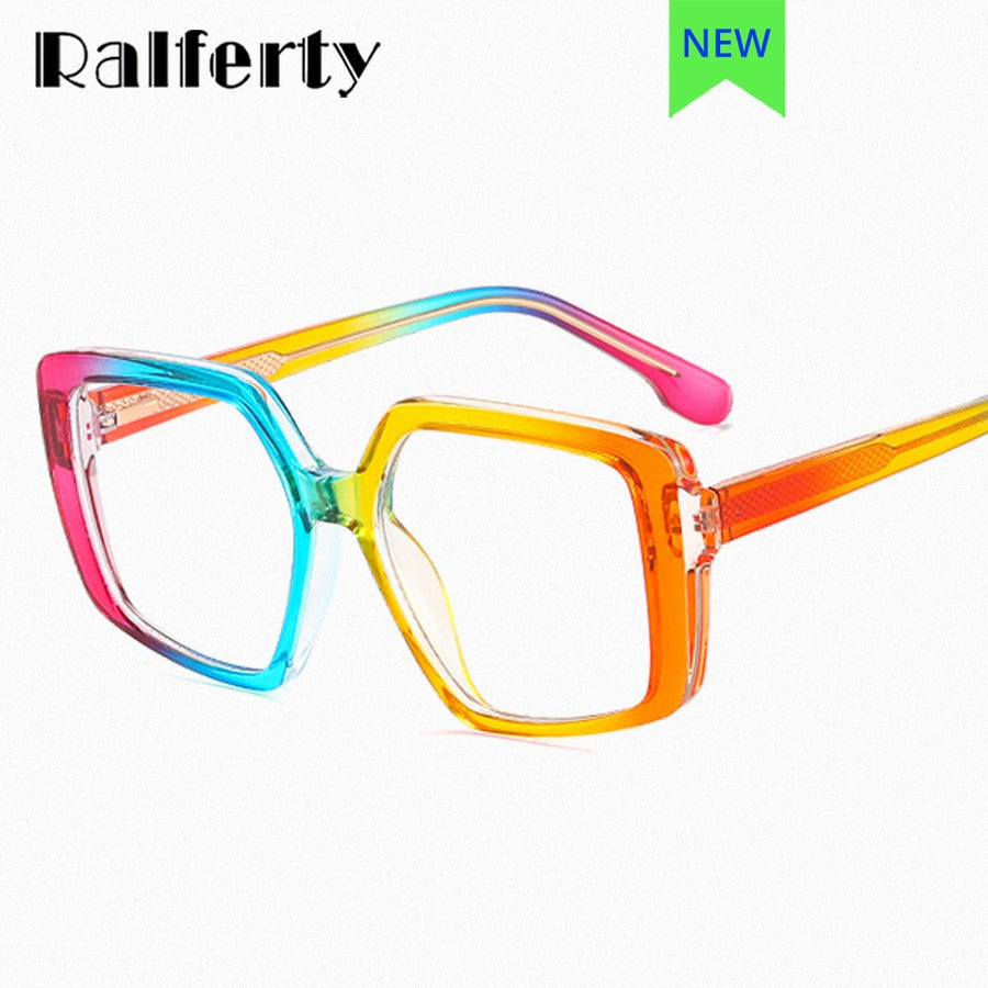 Ralferty Women's Full Rim Oversized Square Tr 90 Eyeglasses F82092 Full Rim Ralferty   