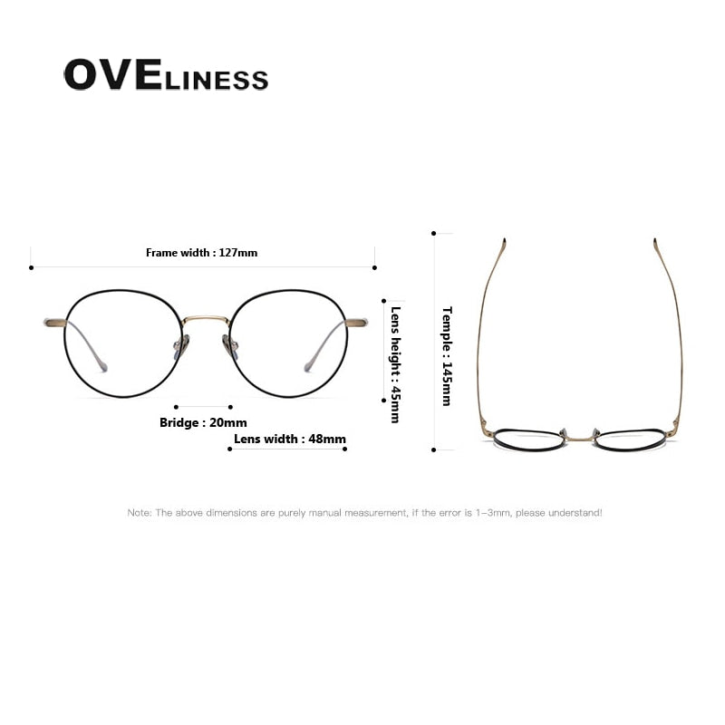 Oveliness Unisex Full Rim Round Titanium Eyeglasses Chordc Full Rim Oveliness