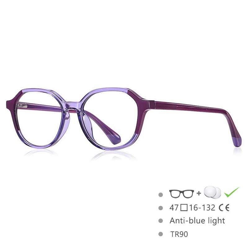 CCspace Children's Unisex Full Rim Square Round Tr 90 Titanium Frame Eyeglasses 54572 Full Rim CCspace Purple China