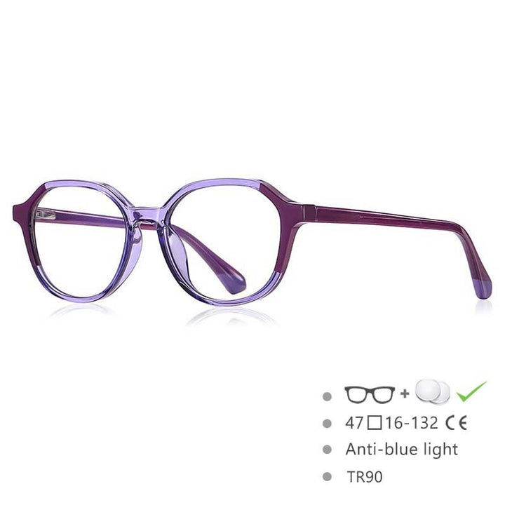CCspace Children's Unisex Full Rim Square Round Tr 90 Titanium Frame Eyeglasses 54572 Full Rim CCspace Purple China
