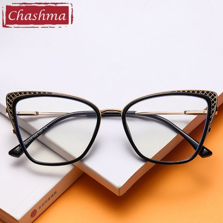 Chashma Women's Full Rim Cat Eye TR 90 Titanium Frame Eyeglasses 1525 Full Rim Chashma