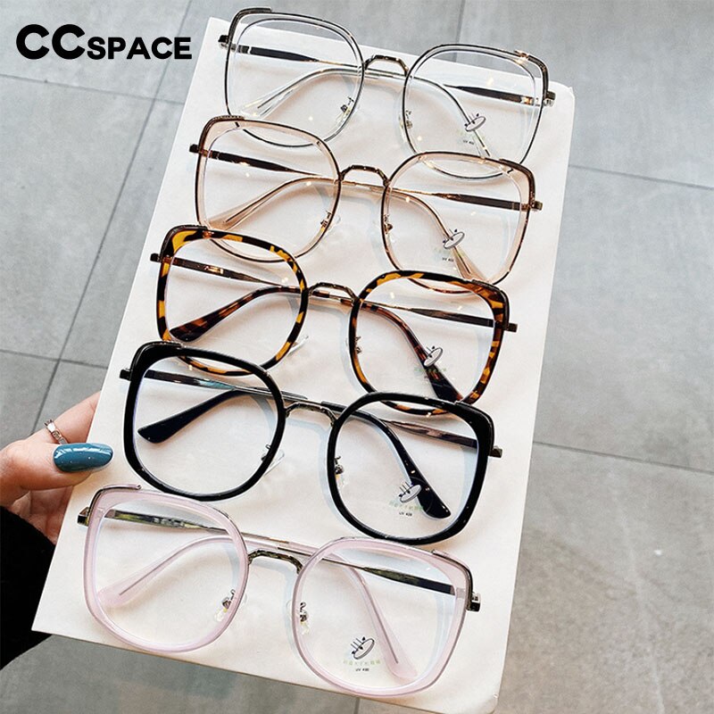 CCspace Women's Oversized Square Alloy Acetate Frame Eyeglasses 46733 Full Rim CCspace