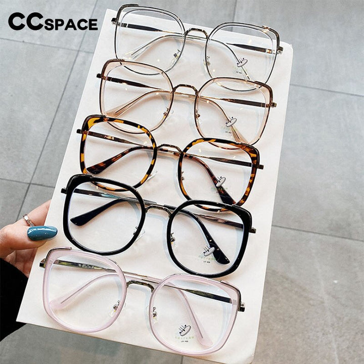 CCspace Women's Oversized Square Alloy Acetate Frame Eyeglasses 46733 Full Rim CCspace