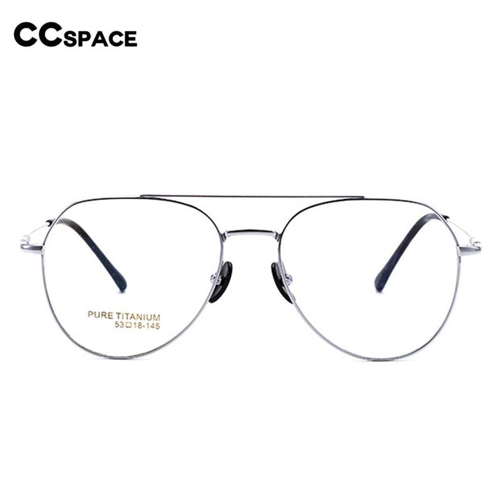 CCspace Unisex Full Rim Oval Double Bridge Big Titanium Eyeglasses 55642 Full Rim CCspace