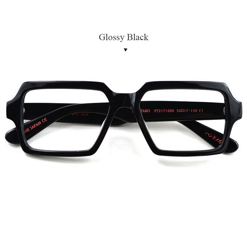 Hdcrafter Men's Full Rim Oversized Square Acetate Frame Eyeglasses Ft2171099 Full Rim Hdcrafter Eyeglasses Glossy Black