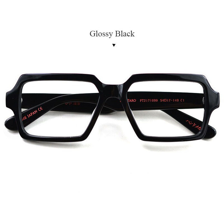 Hdcrafter Men's Full Rim Oversized Square Acetate Frame Eyeglasses Ft2171099 Full Rim Hdcrafter Eyeglasses Glossy Black