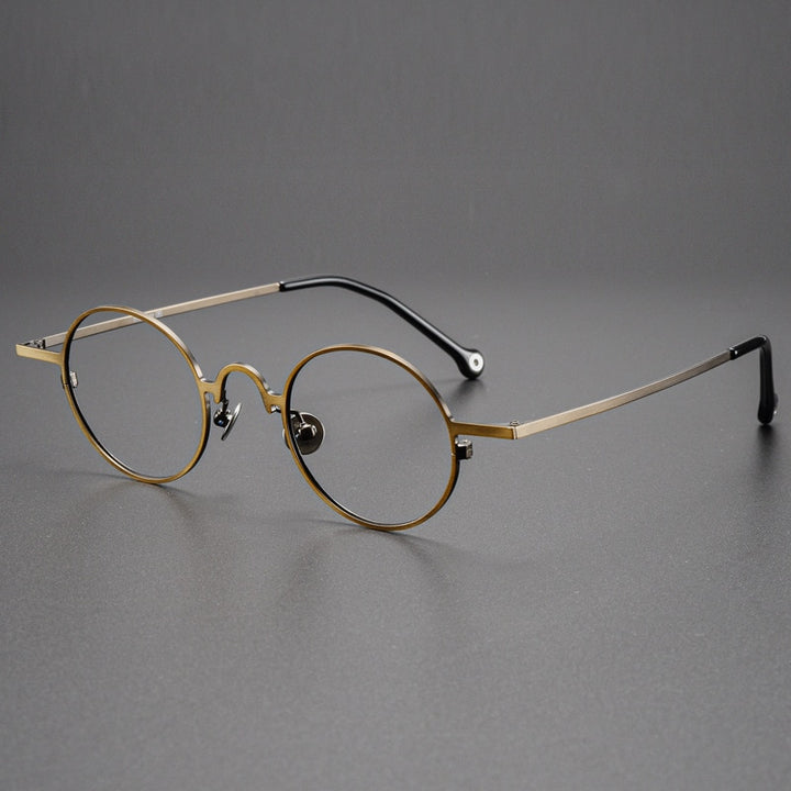 CCspace Unisex Full Rim Round Titanium Alloy Eyeglasses 54909 Full Rim CCspace Bronze China