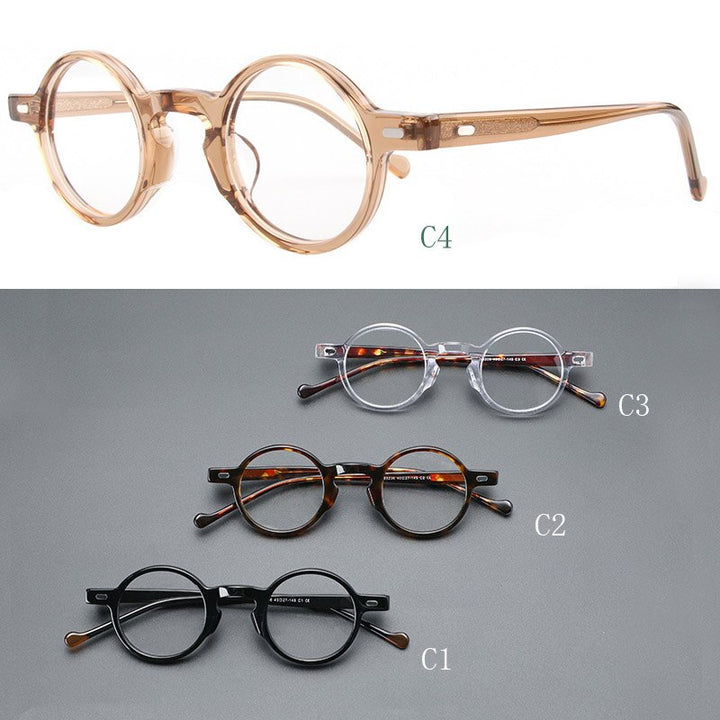 Yujo Unisex Full Rim Small Round Acetate Fiber Eyeglasses Y077 Full Rim Yujo