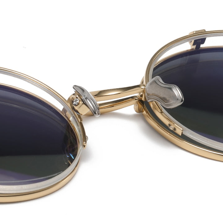 Muzz Unisex Semi Rim Round Titanium Eyeglasses Flip Up Polarized Sunglasses 54 Semi Rim Muzz