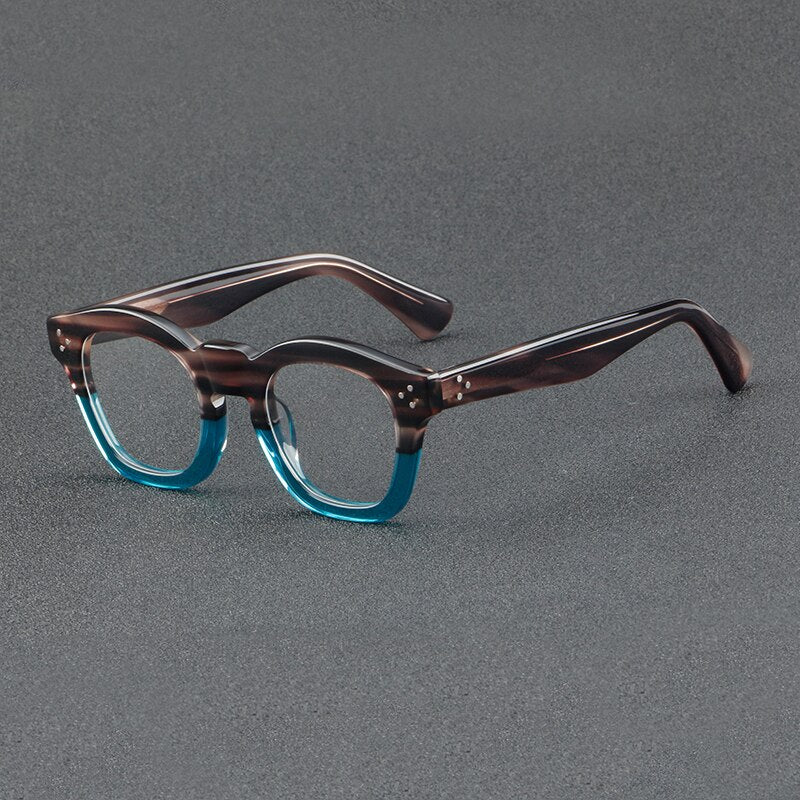 Gatenac Unisex Full Rim Square Acetate Eyeglasses Gxyj931 Full Rim Gatenac Blue