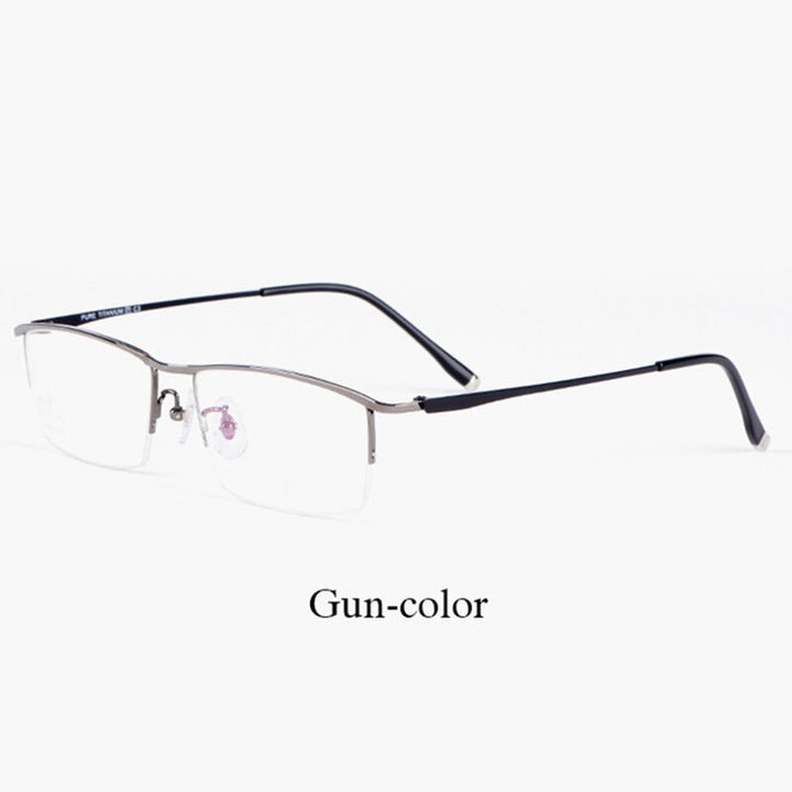 Hotochki Men's Semi Rim Titanium Alloy IP Plated Frame Eyeglasses J85148 Semi Rim Hotochki gray