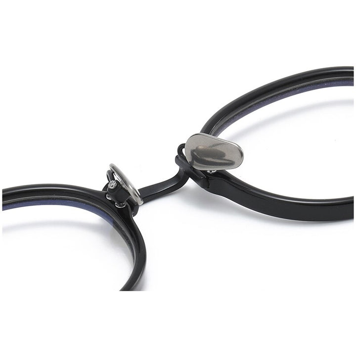 Muzz Men's Full Rim Small Round Acetate Titanium Eyeglasses 180 Full Rim Muzz