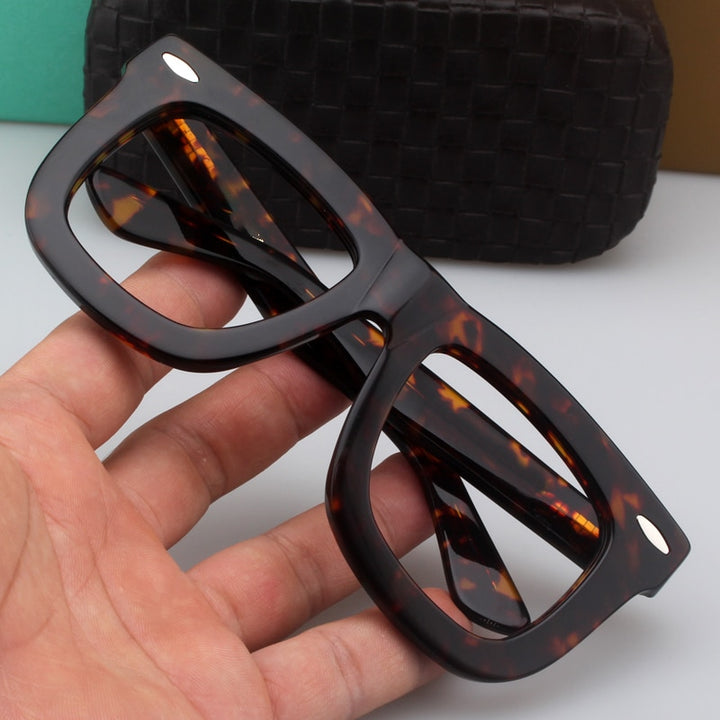 Cubojue Unisex Full Rim Thick Square Tr 90 Titanium Myopic Reading Glasses Reading Glasses Cubojue
