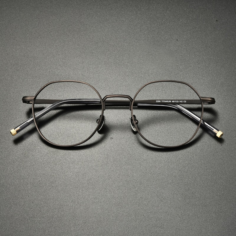 Gatenac Unisex Full Rim Irregular Round Titanium Eyeglasses Gxyj933 Full Rim Gatenac