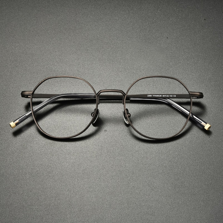 Gatenac Unisex Full Rim Irregular Round Titanium Eyeglasses Gxyj933 Full Rim Gatenac