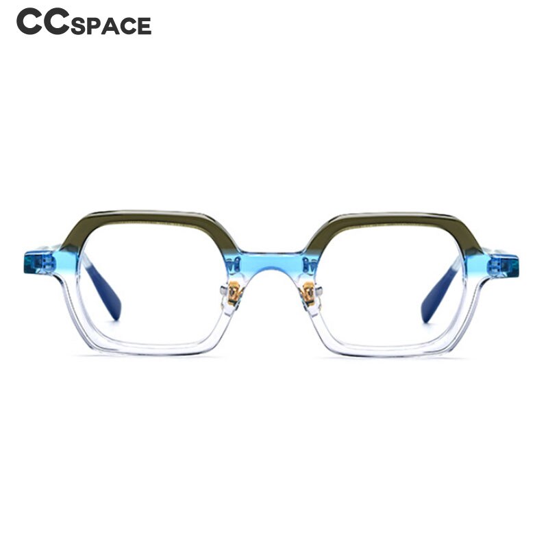 CCspace Unisex Full Rim Small Irregular Square Acetate Eyeglasses 54705 Full Rim CCspace