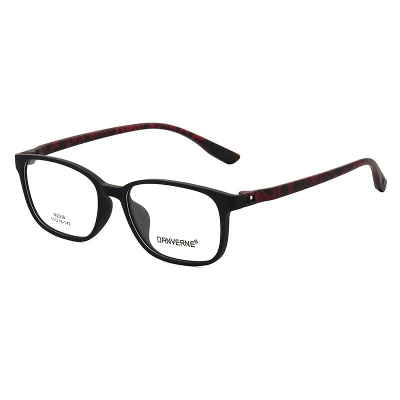 Zirosat Unisex Full Rim Square Ultem Frame Eyeglasses M2038 Full Rim Zirosat black-red