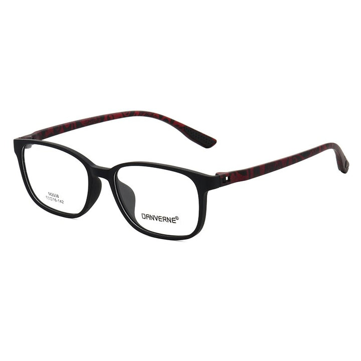 Zirosat Unisex Full Rim Square Ultem Frame Eyeglasses M2038 Full Rim Zirosat black-red