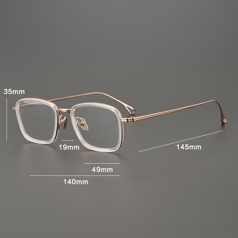 Gatenac Unisex Full Rim Square Titanium Acetate Frame Eyeglasses Gxyj785 Full Rim Gatenac