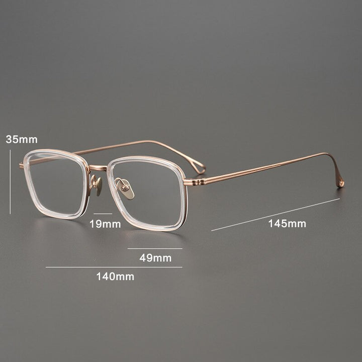 Gatenac Unisex Full Rim Square Titanium Acetate Frame Eyeglasses Gxyj785 Full Rim Gatenac