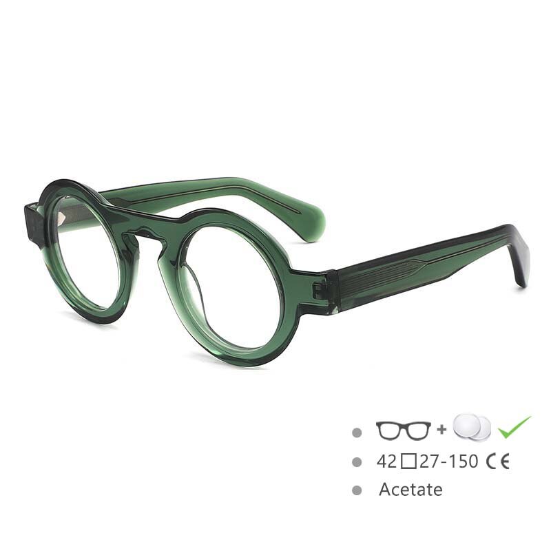 CCSpace Unisex Full Rim Oversized Round Acetate Frame Eyeglasses 54576 Full Rim CCspace C4-green China 