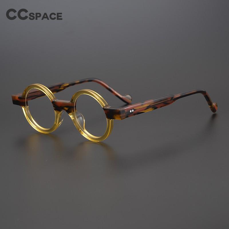 CCspace Unisex Full Rim Round Acetate Steampunk Eyeglasses 55104 Full Rim CCspace