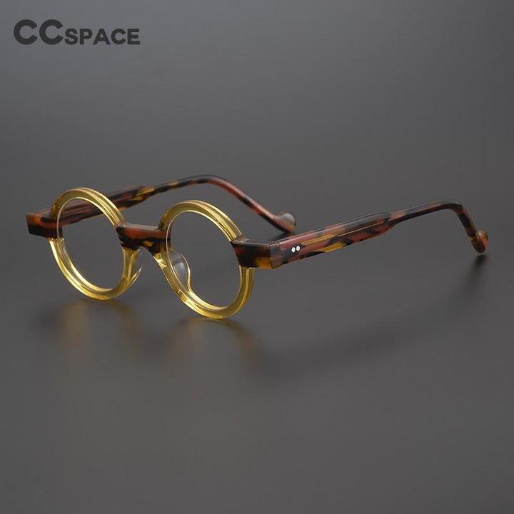 CCspace Unisex Full Rim Round Acetate Steampunk Eyeglasses 55104 Full Rim CCspace