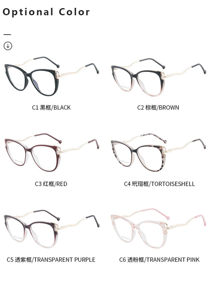 CCspace Women's Full Rim Square Cat Eye Acetate Titanium Eyeglasses 54391 Full Rim CCspace