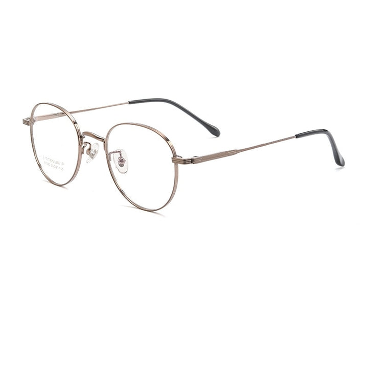 Yimaruili Unisex Full Rim Polygonal Titanium Eyeglasses Bt082t Full Rim Yimaruili Eyeglasses Bronze