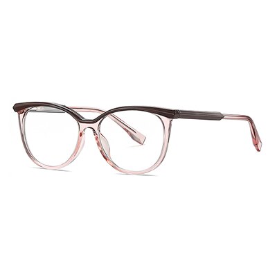 Ralferty Women's Full Rim Round Square Acetate Alloy Eyeglasses D3518 Full Rim Ralferty C2 Clear Pink China 