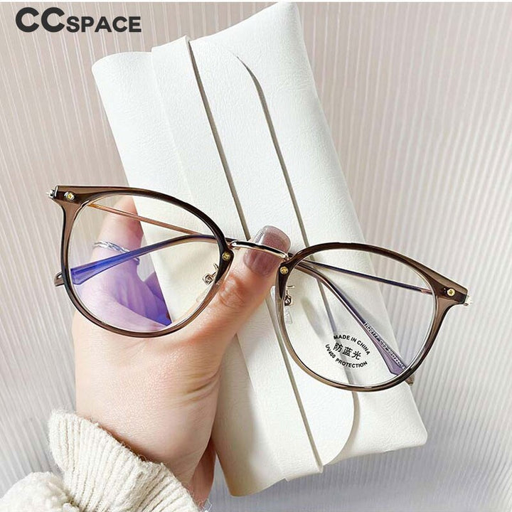 CCspace Unisex Full Rim Round Cat Eye Tr 90 Titanium Eyeglasses 55897 Full Rim CCspace