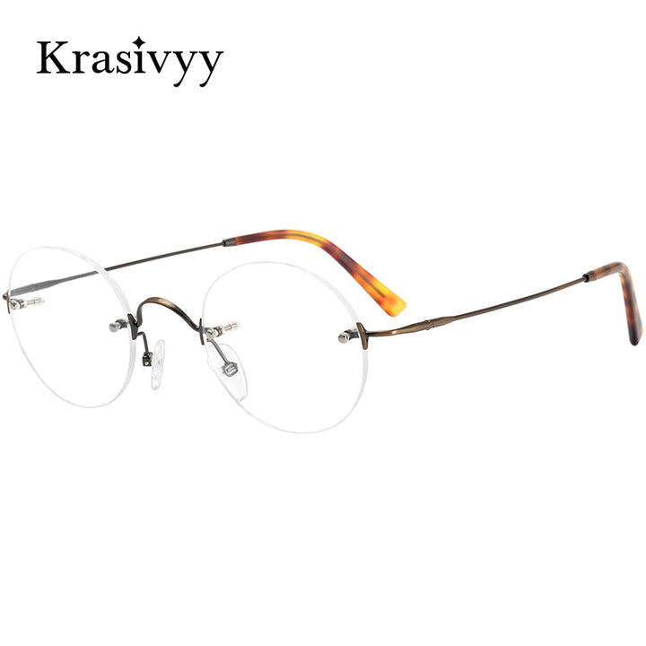 Krasivyy Unisex Rimless Round Titanium Eyeglasses Kr16035a Rimless Krasivyy