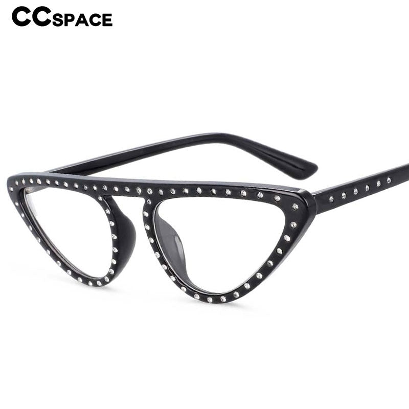 CCspace Women's Full Rim Polygon Cat Eye Jewelled Resin Frame Eyeglasses 54134 Full Rim CCspace