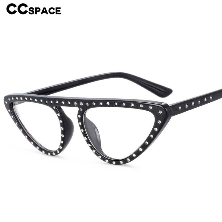 CCspace Women's Full Rim Polygon Cat Eye Jewelled Resin Frame Eyeglasses 54134 Full Rim CCspace
