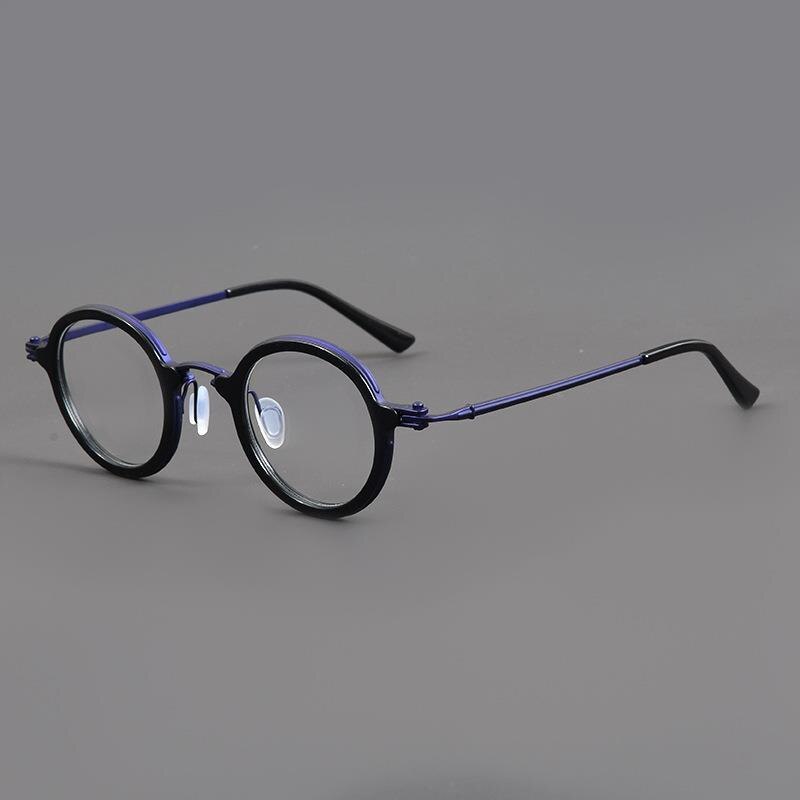 Gatenac Unisex Full Rim Small Irregular Round Acetate Eyeglasses Gxyj881 Full Rim Gatenac Purple Blue