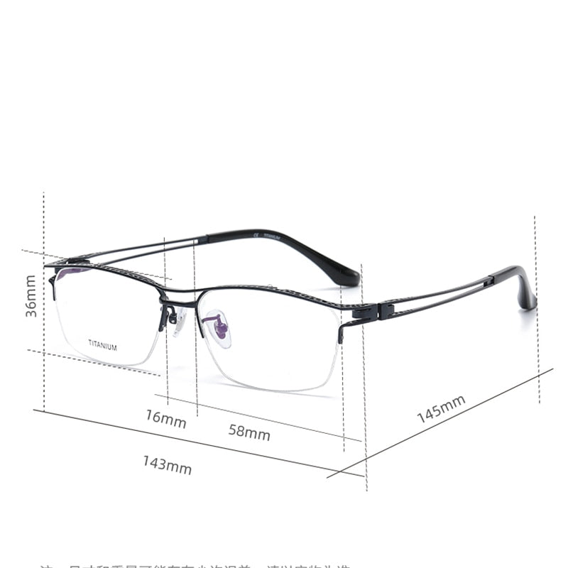 Reven Jate Men's Semi Rim Irregular Square Titanium Eyeglasses LA6153 Semi Rim Reven Jate