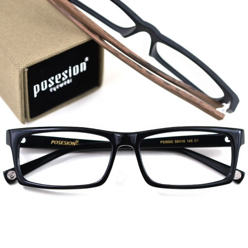 Hdcrafter Men's Full Rim Rectangle Acetate Frame Eyeglasses Ps8005 Full Rim Hdcrafter Eyeglasses