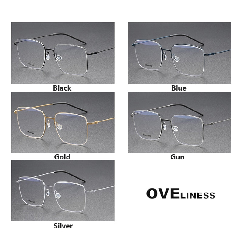 Oveliness Unisex Full Rim Square Screwless Titanium Eyeglasses 5511 Full Rim Oveliness