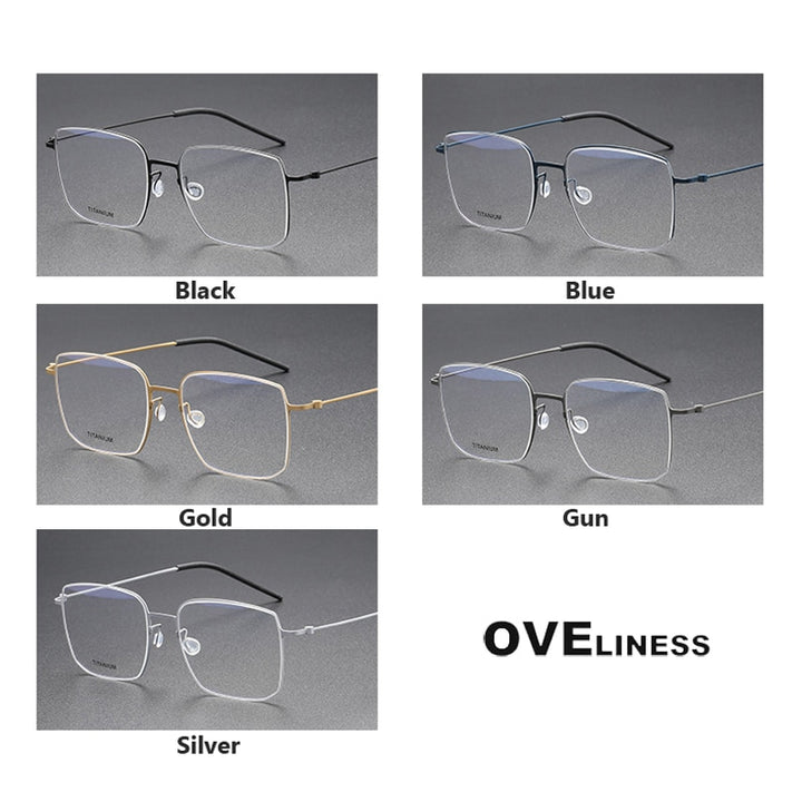 Oveliness Unisex Full Rim Square Screwless Titanium Eyeglasses 5511 Full Rim Oveliness