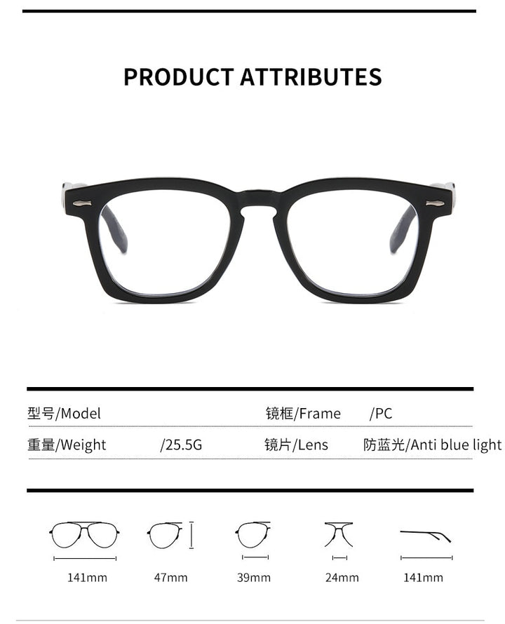 CCspace Unisex Full Rim Square Acetate Eyeglasses 55547 Full Rim CCspace