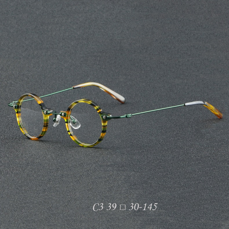 CCspace Women's Full Rim Round Acetate Eyeglasses 55275 Full Rim CCspace GreenLeopard China