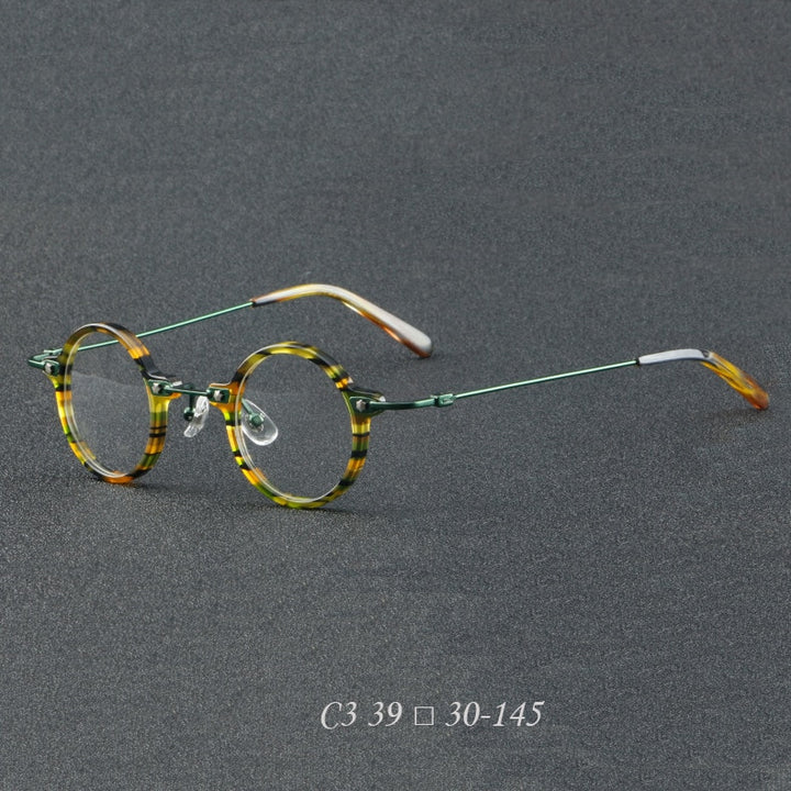 CCspace Women's Full Rim Round Acetate Eyeglasses 55275 Full Rim CCspace GreenLeopard China