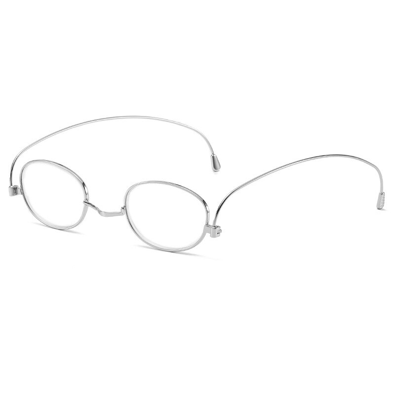 Hdcrafter Unisex Full Rim Round Oval Alloy Anti Blue Reading Glasses Reading Glasses Hdcrafter Eyeglasses +100 Silver