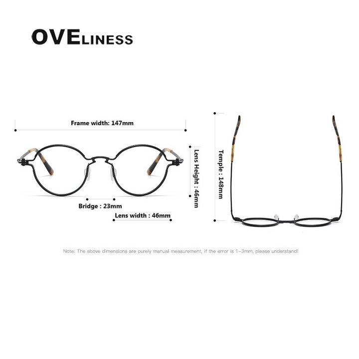 Oveliness Unisex Full Rim Round Titanium Eyeglasses 5895 Full Rim Oveliness