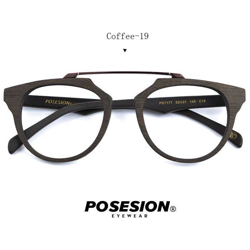 Hdcrafter Unisex Full Rim Round Acetate Eyeglasses Ps7177 Full Rim Hdcrafter Eyeglasses Coffee