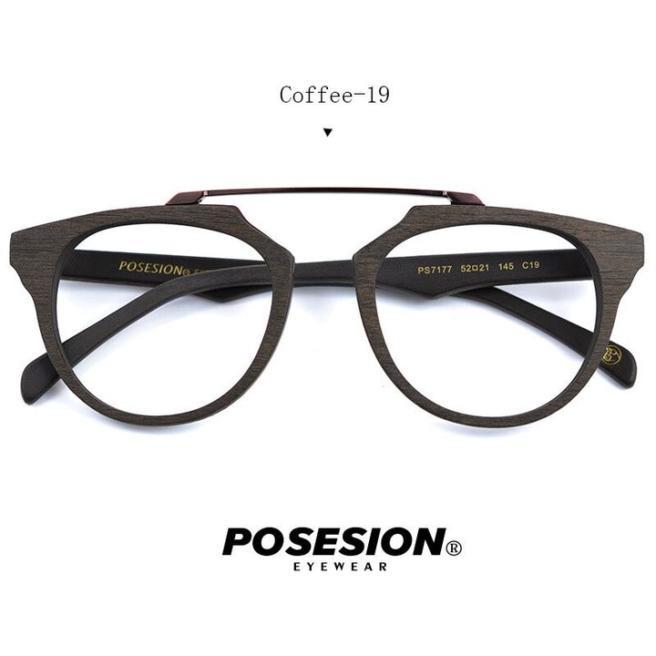 Hdcrafter Unisex Full Rim Round Acetate Eyeglasses Ps7177 Full Rim Hdcrafter Eyeglasses Coffee